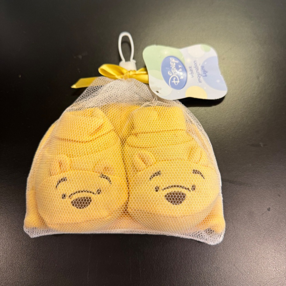 Disney Baby Winnie the Pooh Cap &‎ Booties Set Newborn Yellow Character 3D Ears